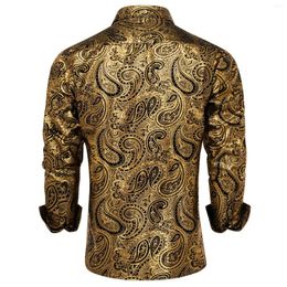 Men's Dress Shirts Luxury Shirt Gold Paisley Gilding Slim Fit Social Long Sleeve Summer Hawaiian Elegant Clothing Women Blouse