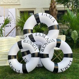 Sand Play Water Fun Retro striped swimming ring floating inflatable toy swimming ring tube childrens swimming ring swimming pool beach water Q240517