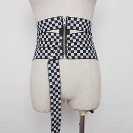 Belts Women's Fashion Plaid Letter Elastic Corset Female Cummerbund Coat Waistband Dress Decration Wide Belt J291