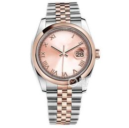 Christmas gift Original box certificate Watchs Unisex Watches 116201 Mens Steel Pink Roman Dial 36MM 2813 Sports Automaticl Watche3272424