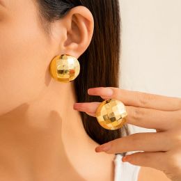 Unique Simple Geometric Ball Metal Stud Earrings for Women Trend Classic Pierced Earring Jewelry Accessories Gift