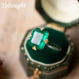 Cluster Rings Fresh Jungle Style Vintage Green Gemstone For Women Diamond Inlaid Design Charm And Luxurious Wedding Silver Jewellery Gift