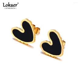 Stud Earrings Trendy Acrylic & Shell Heart Stainless Steel 18K Gold Plated Waterproof Jewelry For Women E23249