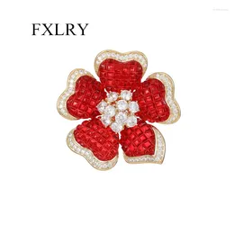 Brooches FXLRY Inlaid Zircon Acrylic Flower Brooch For Women Autumn/Winter Coat Accessories