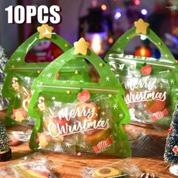 Christmas Decorations 10pcs Festival Gift Bags For Candy Chocolate Biscuit Cookie Nougat Packing Tree Santa Zipper Holiday Decor