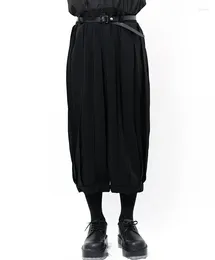 Men's Pants Casual Shorts Summer Pleated Skirt Dark Loose Capris Tight Large Fashion Trendy