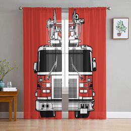 Curtain Fire Engine Red Cartoon Sheer Curtains For Living Room Decoration Window Kitchen Tulle Voile Organza