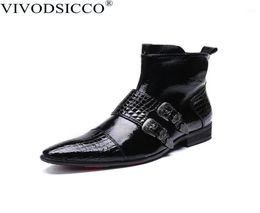 Vivodsicco British Style Men Fashion Doppio Fibbre degli stivali da uomo Odile Scarpe maschile mantengono la caviglia calda19365302
