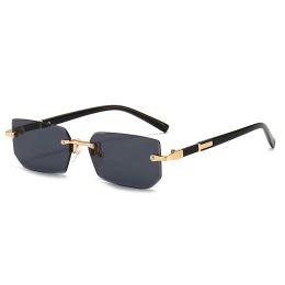 Designer Rimless Sunglasses Rectangle Fashion Popular Women Men Shades Small Square Sun Glasses For Female Male Summer Traveling Oculos