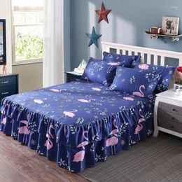 Bedding Sets Cotton Bed Skirt And Pillowcases 3 Pieces A Lot Sheet Mattress Cover With Elastic Band Flamingo