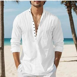 Men's Casual Shirts 2024 Summer Folding Slim Long-sleeved Pullover Fashion Beach Wind Skin-friendly Comfortable Shirt