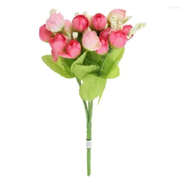 Decorative Flowers 15 For Head Rose Fake Silk Flower Leaf Artificial Home Wedding Decor Bridal Bouq