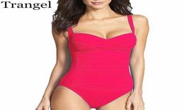 Women039s Swimwear Trangel One Piece Swimsuit Plus Size Women 2021 Summer Beachwear Push Up Bathing Suits Retro Swim Wear Monok7838078