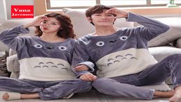 WholeVana Javeasen Autumn Winter Coral Velvet Couple Pajamas Set ONeck Plus Size Home Service Suit Casual Women Sleepwear Ni2289140