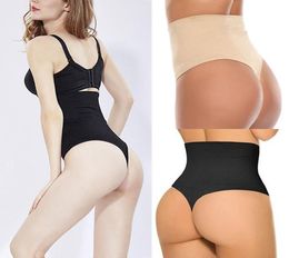 Womens Panties High Waist G String Sexy Solid Black Tummy Control Underwear BuLifter Shapewear Plus Size S3XL9309687