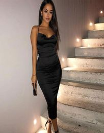 Casual Dresses Summer Women Bodycon Long Midi Dress Sleeveless Backless Elegant Party Outfits Sexy Club Clothes Key Neon Satin Lac4503584