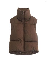 Women039s Vests Women39s Cropped Puffer Vest Brown Black Lightweight Mini Jacket5430029