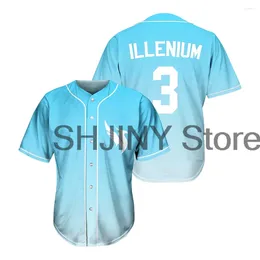 Men's T Shirts Illenium Light Blue Gradient Rave Baseball Jersey EDM Festivals 2024 Short Sleeve Women Men Fashion Tops