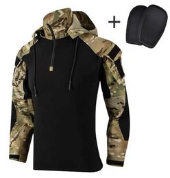 Men039s TShirts Men39s Military Combat Shirt Tactical Hoody Hunting Outfit Uniform Camo Hood Long Sleeve Men Clothing Army 34011995866827