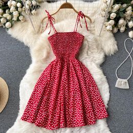 Casual Dresses 2024 Korean Retro Chic Minority Suspender Dress Temperament Slim Medium Long Holiday