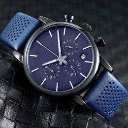 Fashion Brand Watches Men Male Multifunction Style Leather Strap Quartz Wrist Watch Small Dials Can Work 2873