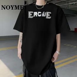 Men's T Shirts NOYMEI White Gold Stamp Letter Metal Buckle Decoration Shoulder Pad Short Sleeve All-match American Style Niche Men WA4343