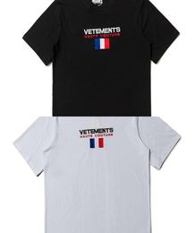 Vetements Tshirt Embroideredy French Flag Men Oversized Short Sleeve Original Care Label Tshirt X07266619761