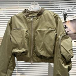 Women's Jackets Women Bomber Jacket 2024 Spring Short Coat Streetwear Army-Green Female Big Pockets Student Outwear