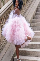 Casual Dresses Unique Mini Dress Women Tiered Ruffles Tulle Cocktail Gown Party Night Pink Lush Short Prom Gowns For Girls Summer 9222343