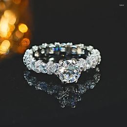 Cluster Rings 925 Silver Proposal Ring Set With High Carbon Diamond Light Luxury Style Full Of Sense