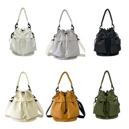 2024 new Designer Single Shoulder Crossbody Fashion Casual Bucket Bags Large Capacity black white green Nylon Handheld Drawstring Bag