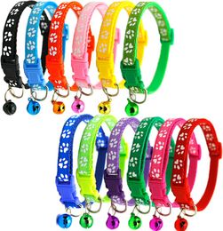 12 styles Dog Puppy Cat Collar Breakaway Adjustable Cats Collars with Bell Bling Paw Charms pet decoration supplies w0021416192387