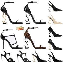 Wholesale Womens High Heels Patent Leather Sandals Famous Designer Lady Heel Bottoms Party Wedding Slides Platform Classics Suede Pumps Slingback Leopard Sandale