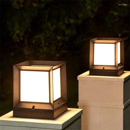 Outdoor Column Light Aluminium Exterior Post Lamp IP54 Waterproof Pillar Square Landscape Bollard