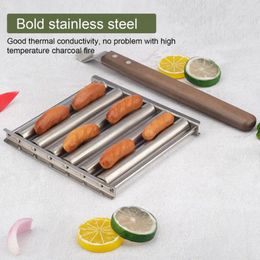 Tools Dog Cooking Rack Food-grade Stainless Steel Sausage Roller With Wooden Handle Bbq Grill Accessories For Dogs