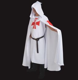 Retro Men's Mediaeval WARRIOR LARP Outfits Cosplay Costume Templar Knights Tunic /CAPE Cloak Halloween Gifts5736414