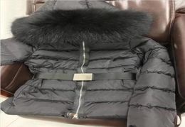 Women 100 Big Real Fox Fur Hooded Down Coat Thick Warm Double Zipper Slim With Belt Jacket Waterproof Parkas All Black5987403