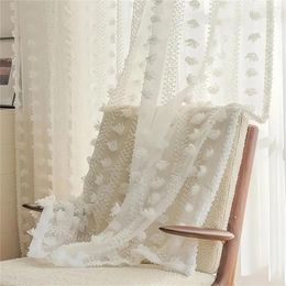 Curtain 1pc Boho-chic Elegant Semi-Sheer With Flower Pastoral Style Window Tulle Light-Filtering Grommet Panel For Room