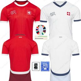 24 25 Switzerland Soccer Jerseys Euro ELVEDI AKANJI ZAKARIA SOW RIEDER EMBOLO SHAQIRI WIDMER 2024 2025 Football shirts SWISS STEFFEN home away Uniforms