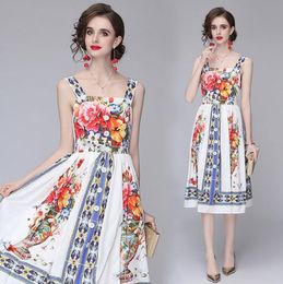 Highend Summer Dresses Squarecut Collar Sling Dresses Fashion Noble Lady Dress Trendy Printed Sleeveless Dresses7871930