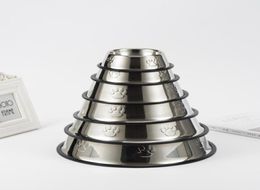 Stainless steel pet bowl with footprints non slip dog bowls cat and dog food utensils pet products1735519