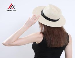 Summer Men Women Jazz Sun Straw Hats Flat Brim Panama Style Fedora Hat Cowboy Beach Sunhat Carnival Performance Stingy7383444