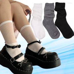 Women Socks Summer Thin Japanese Sweet Calf Translucent Stockings Lolita JK Female Student Girl Mid-calf Stitching Pile Sock