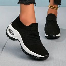 Casual Shoes Women's Walking Sock Sneakers Slip On Mesh Platform Sneaker Air Cushion Athletic Work Comfortable 1839 V
