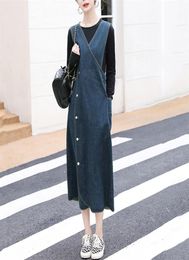 Spring Summer Denim Dresses Women VNeck Casual Long Jeans Korean Style Elegant Midicalf Vestidos 2205046616412