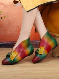 Casual Shoes Birkuir Original Mixed Colors Loafers Bow For Women Slip On Pointed Toe High Top Flats Cow Leather Luxury Soft Soles