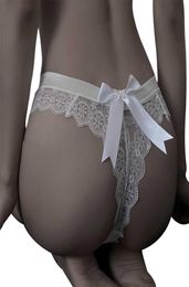 2021 New Sexy Lace String Transparent Panties Back Bow Cute Thong Women039s Seamless Briefs Underwear Women Tangas8572671