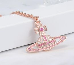 Kika series rose gold pink diamond necklace large logo necklace pair version chain length 4022cm silver and white diamonds8818301