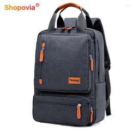 Backpack Laptop 15 Inches For Women Casual Business Men Computer Waterproof Canvas Lady Anti-Theft Travel Grey