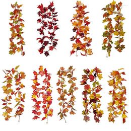 Decorative Flowers 1Set 175CM Artifical Maple Vine Autumn Fall Leaf Home Wall Door Hanging Leaves Halloween Thanksgiving Decoration Party